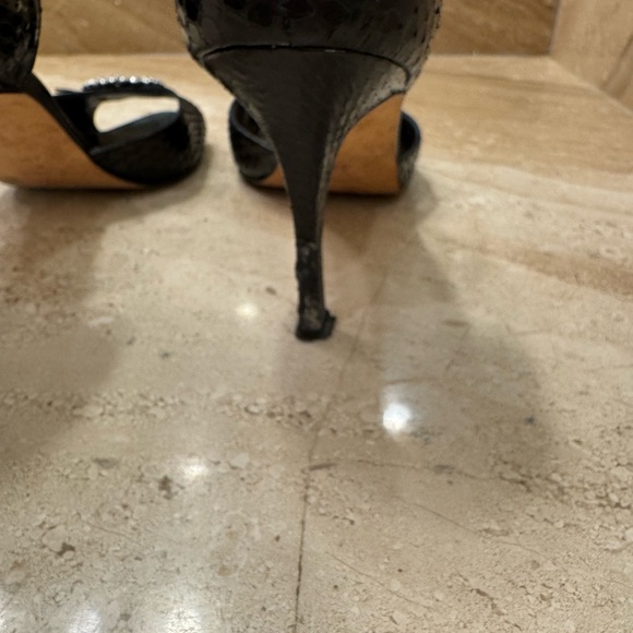 Manolo Blahnik Black Crystal Embellished Heels